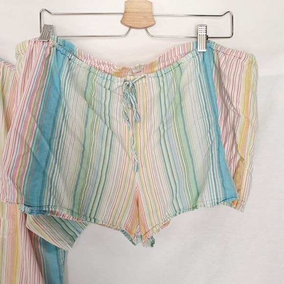 Victoria's Secret Pajama Set Button Front Short Shorts Rainbow Stripes XL Cotton - Picture 4 of 9